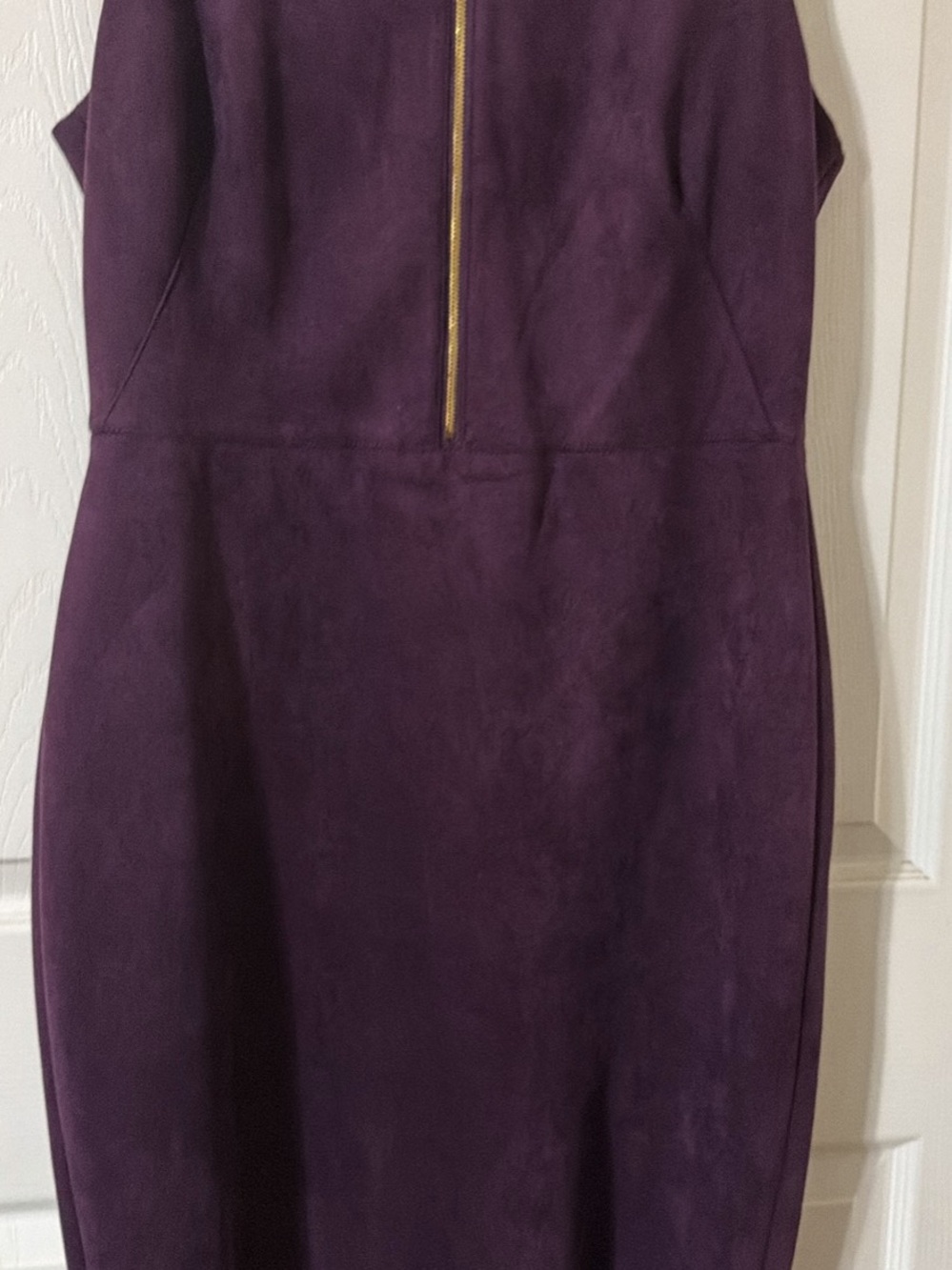 Calvin Klein Plum Midi Dress with Gold Front Zipper